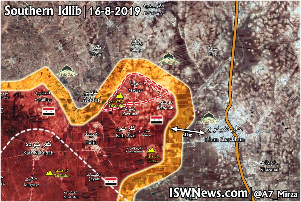 Map: Syrian Army liberated Madaya and Tal Al Arjahi in southern Idlib ...