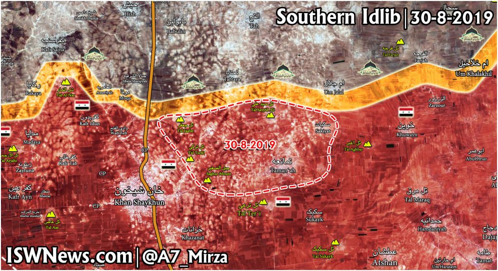 Map: Syrian Army Advances In Southern Idlib 30 August 2019 - Islamic ...