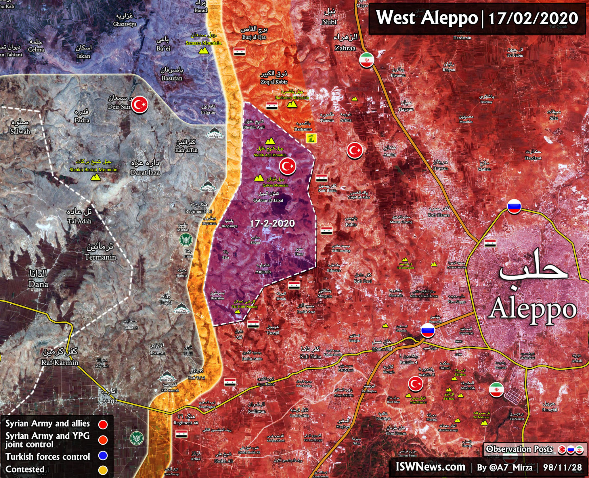 Map Latest Military Situation in Western Aleppo Islamic World News