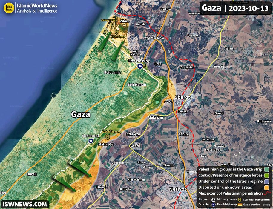 Latest Military Developments Of Gaza, 13 October 2023 (Map) - Islamic ...