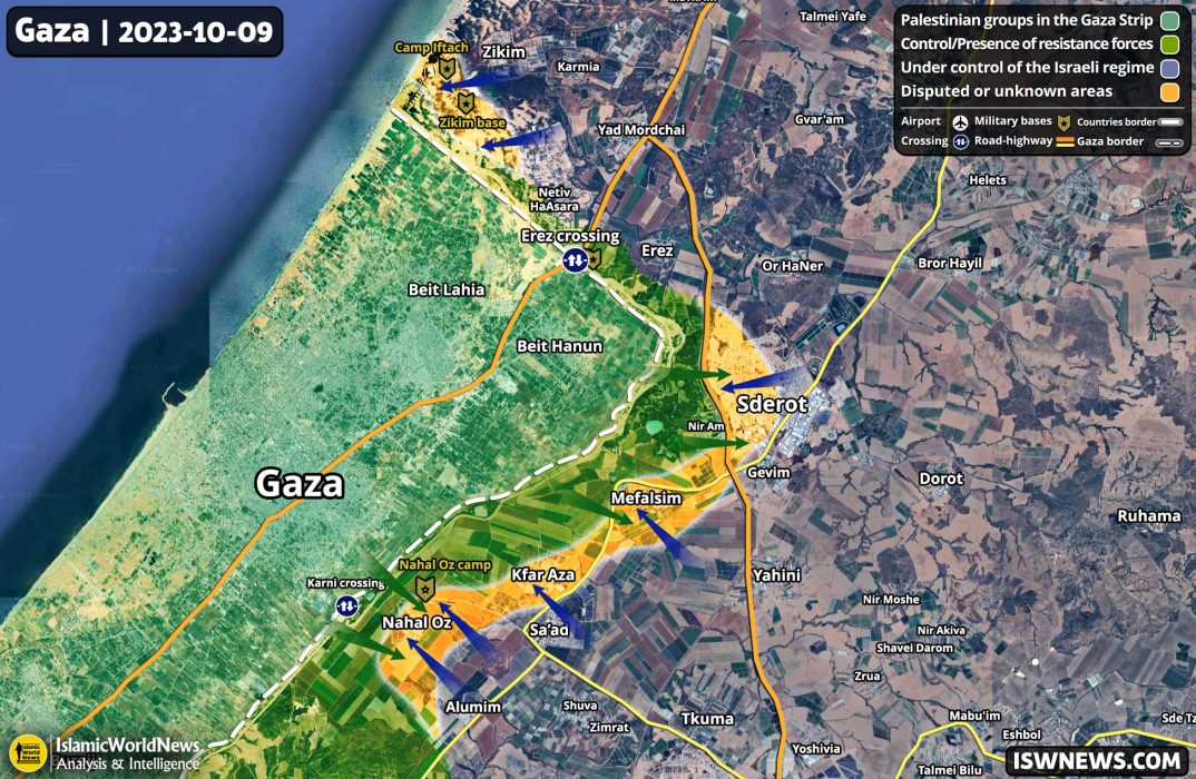 Latest Military Developments Around Gaza Strip, 9 October 2023 (Map ...