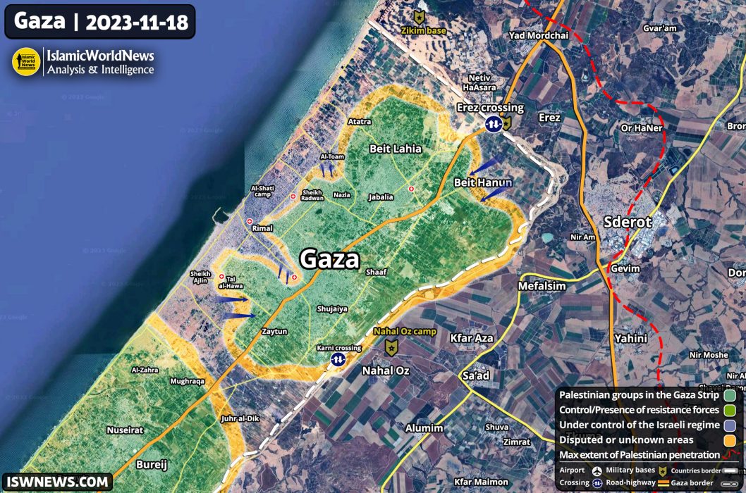 Gaza Map Now Latest Military Situation In The North Of The Gaza Strip, 18 November ...