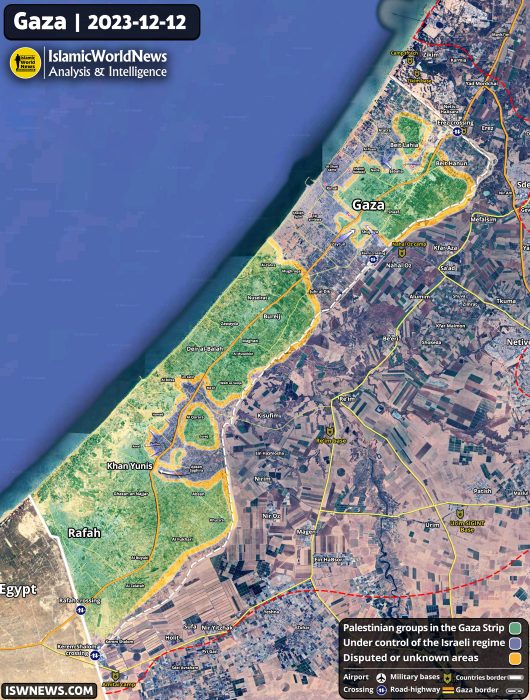 Latest Military Map Of The Gaza Strip; 12 December 2023 (Map) Islamic